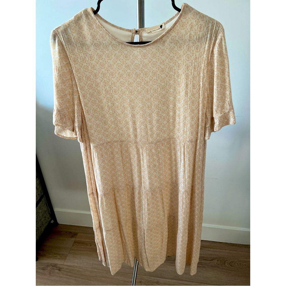🌾BOHO TIERED CREAM & WHITE BABYDOLL RUFFLE SLEEVE DRESS🌾